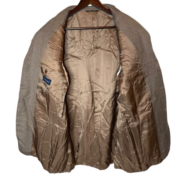 Canali Men's Wool Silk Blend Tweed Brown Blazer Made in Italy size 44L - Picture 5 of 10